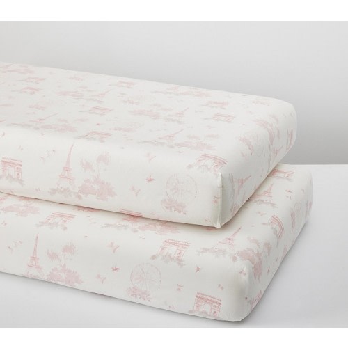 Monique Lhuillier Paris Toile Organic Cotton Crib Fitted Sheet