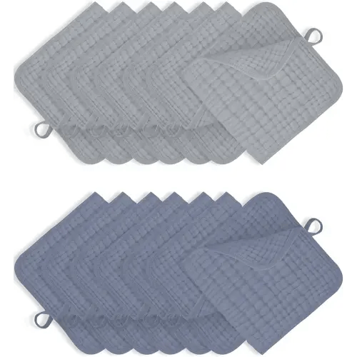 TRYISDICDVC 14Pack Muslin Baby Burp Cloths 100% Cotton 20"X10" Soft Absorbent Quick Drying Newborn Drool Baby Face Washcloths