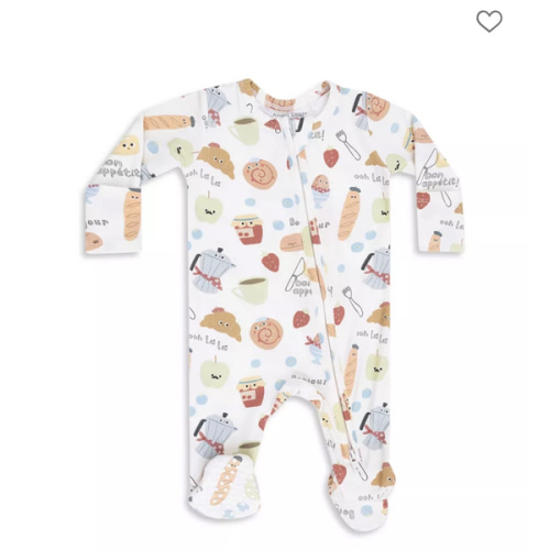Unisex Bonjour Breakfast 2 Way Zipper Footie - Baby