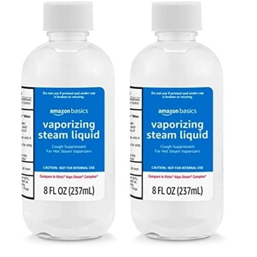 Amazon Basics Vaporizing Steam Liquid Cough Suppressant Medication, 8 Fluid Ounce, (Pack of 2) (Previously Solimo)