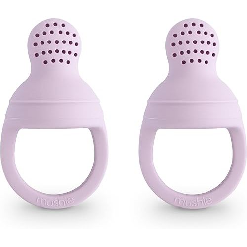 mushie Silicone Baby Fresh Fruit & Food Feeder Pacifier | 6 Months+ (Soft Lilac)