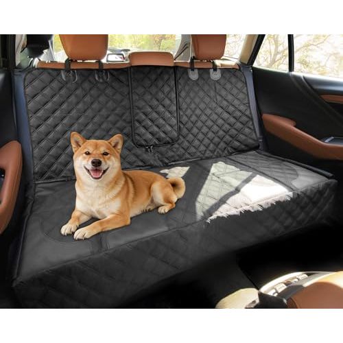 Pet Bench Seat Covers for Mid-Size Sedans and SUVs, Heavy Duty Nonslip Car Seat Protector for Child Car Seat, Waterproof Back Seat Covers for Dogs and Kids, Armrest & Seatbelt Access(Black)