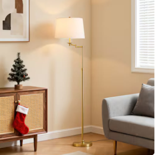 KAWOTI 64.5-in Gold Swing-arm Floor Lamp 21317 at Lowes.com