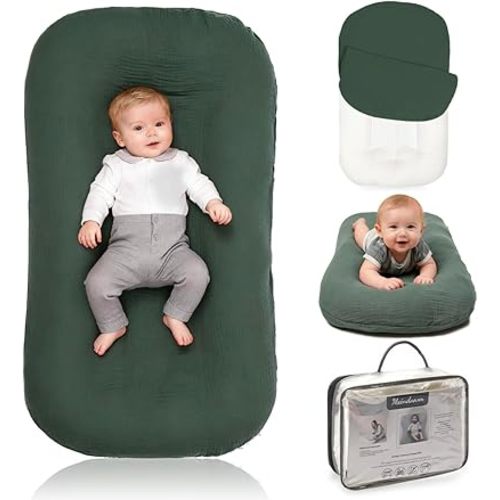 Baby Lounger - Snuggle Cozy Me Infant Lounger for Newborns | Breathable & Soft, Portable Awake-Time Pad, Essential Baby Gift (Lounger Cover Included)