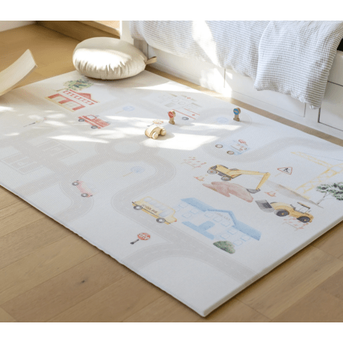 Padded Play Mat - Little Town & Latte Stripe
