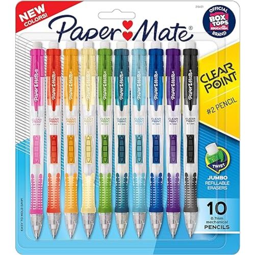 Paper Mate Clearpoint Mechanical Pencils, 0.7mm HB #2 Pencil Lead, 2 Pencils, Assorted Fashion Barrel Colors, 10 Count - Back to School Essentials, Note-Taking, Teacher Supplies