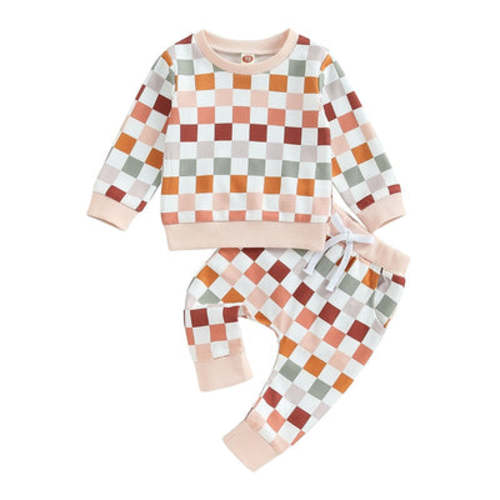 PASTEL CHECKERS Waffle Knit Outfit - Hazel & Bo