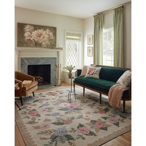 Loloi Rifle Paper Co. Rosa Collection RSA-02 Cream/Multi 7'-6" x 9'-6" Area Rug
