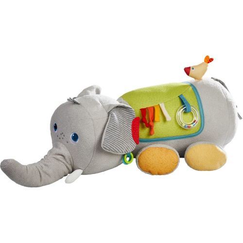 HABA Discovery Elephant Stuffed Animal Sensory Plush Toy with Sounds & Teething Toy Features, Tummy Time Sensory Toy for Babies 6 Months +