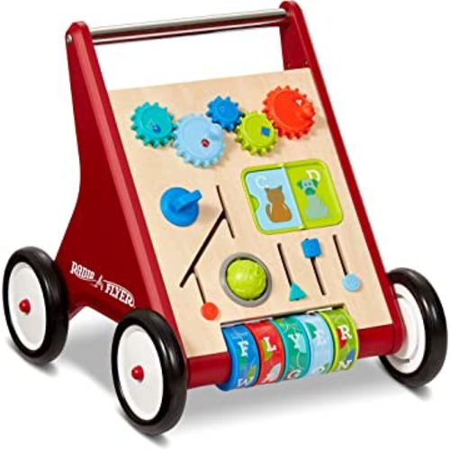 Radio Flyer Classic Push & Play, Toddler Walker with Activity Play, Ages 1-4, Red Walker Toy
