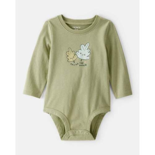Baby Girl Auntie Cotton Long-Sleeve Graphic Bodysuit - Green | Carter's