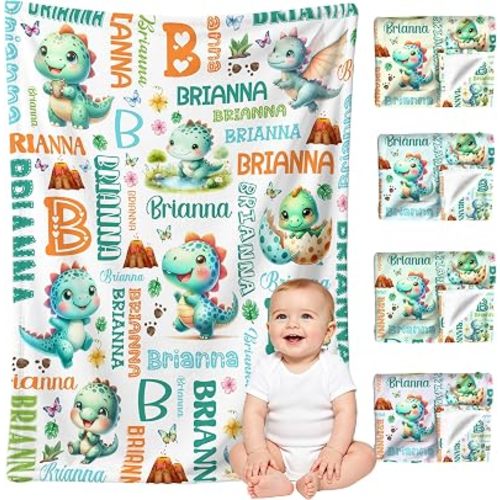 Custom Dinosaur Blanket for Boys Girls,Ultra Soft Personalized Gifts Baby Blanket,Customized Throw for Toddlers Newborn Stroller Crib,30"x40"