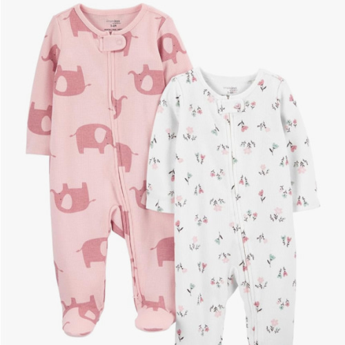 Simple Joys by Carter's baby-girls 2-way Zip Thermal Footed Sleep and Play, Pack of 2