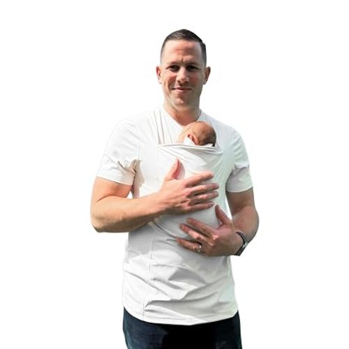 Lalabu The Dad Shirt | Hands-Free Baby Carrier for Dad with Kangaroo Pouch | Engineered for Bonding, Safety, & Comfort for Newborns Up to 15 Lbs. | CPSC Compliant - Simple Gray - 2XL