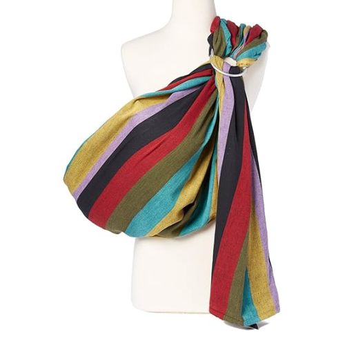 Hip Baby Wrap Ring Sling Carrier for Baby, 8-35 lbs - Rainbow Honeycomb | Carrier for Newborns Infants Toddlers, Adjustable Soft Cotton Nursing Support, For Baby Carrying, Ring Sling Baby Carrier