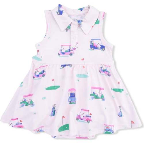 Polo Tennis Dress, Vintage Golf Carts Pink - Angel Dear | Maisonette