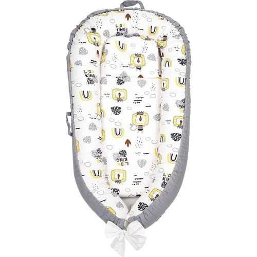 Baby Nest Cover for Baby 0-12M, Newborn Lounger Cover Bassinet Mattress Cover, Adjustable Soft Floor Seat Cover for Baby Girls & Boys (Lion)