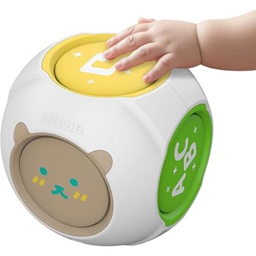 Cubo de aprendizaje musical para bebés, juguete educativo bilingüe de aprendizaje para niños de 1 año, cubo de actividades para niños pequeños con música y luces para bebés de 6-9-12-18 meses, regalo
