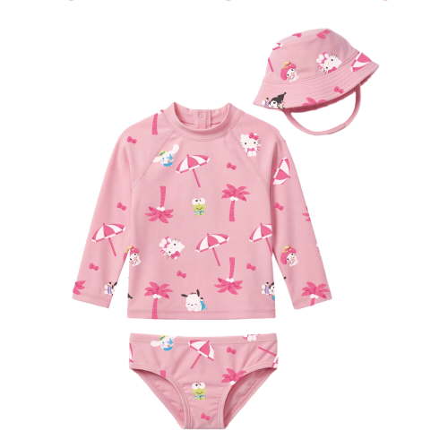 Character Baby Girl Rash Guard Swim Set with Hat, Sizes 0/3M-12M