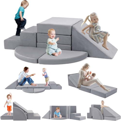 5pcs Foam Climbing Blocks for Toddlers 1-3, Safety First Baby Climbing Blocks Indoor,Soft Play Toys for Infant, Ideal Crawling and Exploration Play Set for Baby Gym/Toddler Playground