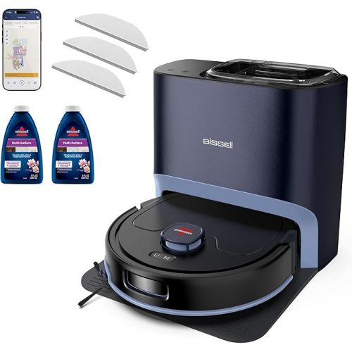 Bissell FlexClean FurForce Robot Vacuum & Mop with No Tangle Pet Brush Roll, LiDAR Navigation & Liftable Pad for Pet Hair Removal on Hard Floors & Rugs, 180min Runtime 60-Day Dust Collection, 4270L