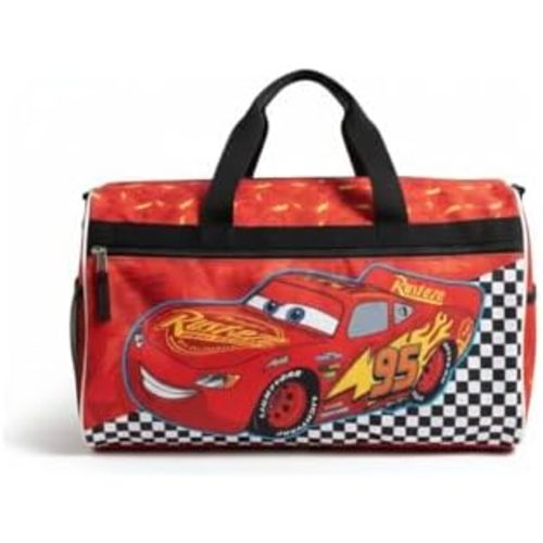 Disney Pixar Cars Kids’ Duffle Bag – Lightning McQueen Travel Gym Bag with Adjustable Strap, Mesh Side Pockets & Zipper Pocket