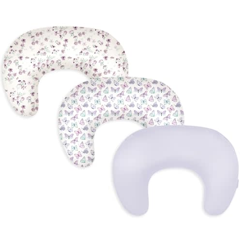 TotAha Nursing Pillow Covers Compatible with Updated Boppy Nursing Pillow | 3Pack Soft Stretch Breastfeeding Pillow Covers with Dual Zipper, Washable Replacement Slipcovers, Pillow Not Included, Purple