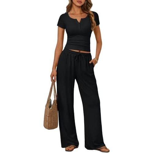 Trendy Queen Womens 2 Piece Matching Lounge Summer Sets with Pockets