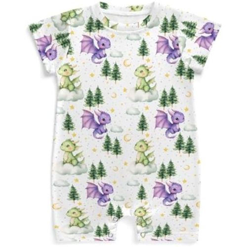 Fairytale Dragon Baby Rompers Fantasy Dragons Stars Jumpsuit Summer Outfit