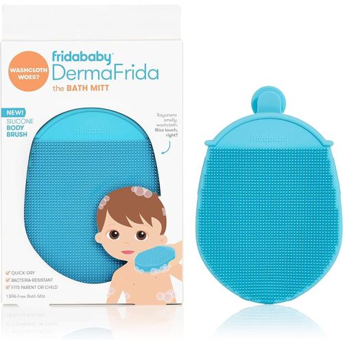 Frida Baby DermaFrida the Bath Mitt | Toddler Quick-Dry Body Bath Brush, Silicone, Replacement to Kid's Washcloth | Fits Both Parent or Child for Early Stage Development