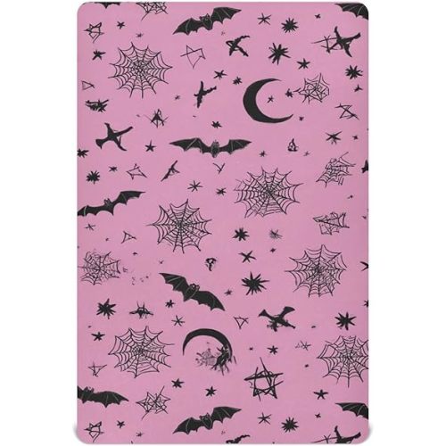 Baby Crib Sheet Goth Bats Stars Crib Mattress for Boys and Girls Playard Sheet Soft Breathable Fitted Baby Mattress Cover 52x28in