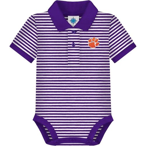 Creative Knitwear College Baby Striped Polo Bodysuit - Team Logo, Multiple Colors, for Boys & Girls (0-12 Months)