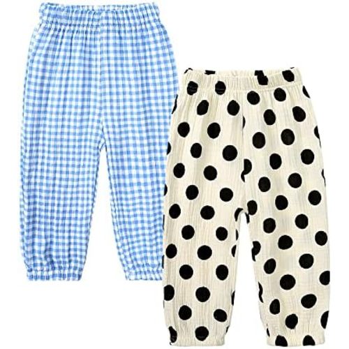 MYGBCPJS Baby Boys Girls Cotton Linen Trousers Kids Casual Ankle Pants Loose Long Bloomers