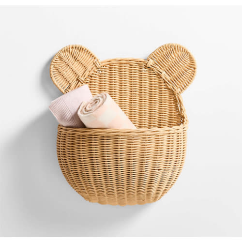 Wicker Bear Kids Wall Basket