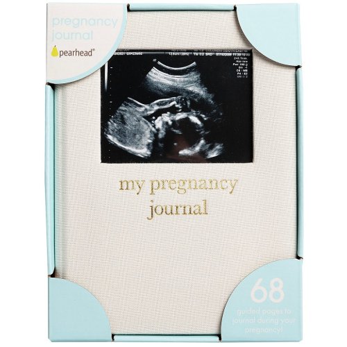 Pearhead Linen Gold Detail Pregnancy Journal