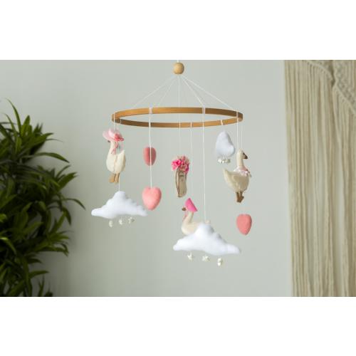 Girl goose mobile for nursery, vintage pink goose mobile, silly goose, toddler girl decor, flower mobile, mother goose nursery, newborn gift