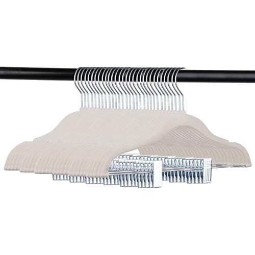 Tosnail 30 Pack Kids Velvet Hangers Children's Clothes Hangers Baby Hangers with Clips - Cream