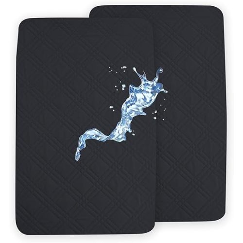 david's kids 2 Pack Waterproof Mini Crib Mattress Protector, Fit Pack N Play, Playard and Mini Crib Mattresses, Ultra Soft Breathable Pad Cover for Boys Girls Neutral, Black Checker