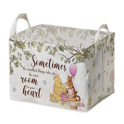 Winnie Nursery Decor, the Pooh Baby Stuff, Winnie Storage Nursery Basket, Large squarecanvas Laundry Hamper With A Waterproof PECoating, Foldable, Toys Bin, Baby Nursery HamperDecor, Star