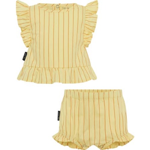 Lolly Stripe Ruffle Cotton Top & Bloomers Set, 3-6M