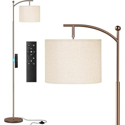 60" Floor Lamp with Remote and Stepless Dimmable Bulb, Deep Beige Shade
