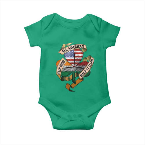 Half Irish Half Italian All American Baby Onesie Vintage Flag Shamrock Heritage TS11