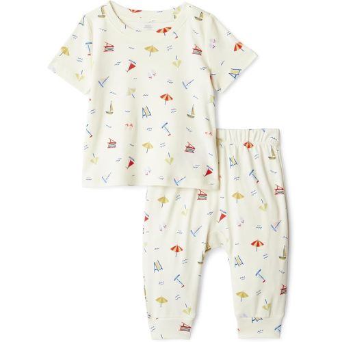 Amazon Essentials x Sofia Grainge Unisex Toddlers and Babies' Cotton Knit Short Sleeve Shirt & Pants Set