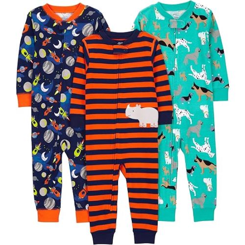 Simple Joys by Carter's baby-boys 3-pack Snug Fit Footless Cotton Pajamas