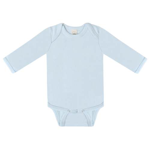 Long Sleeve Bodysuit in Grey Blue Organic Cotton