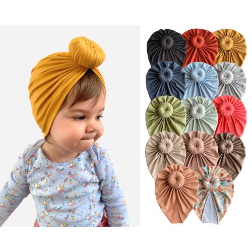 Baby Turban Hat / Top Knot Boho Head Wrap / Handmade Newborn Infant Toddler Girl Gift