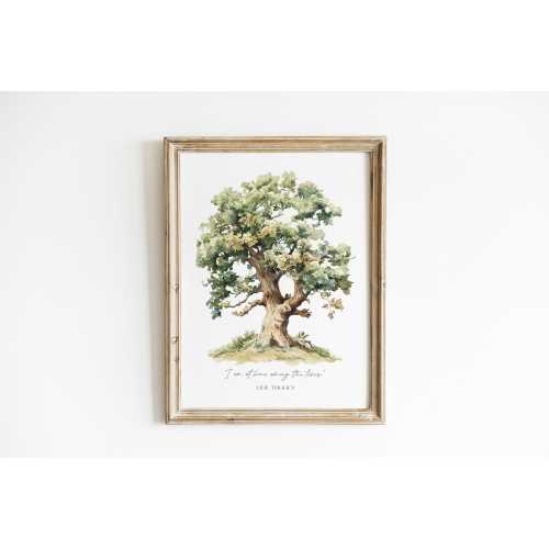 JRR Tolkien Quote art print I am at home among the trees PRINTED Tolkien quote Vintage tree print watercolor tree print sage green NC2-A1