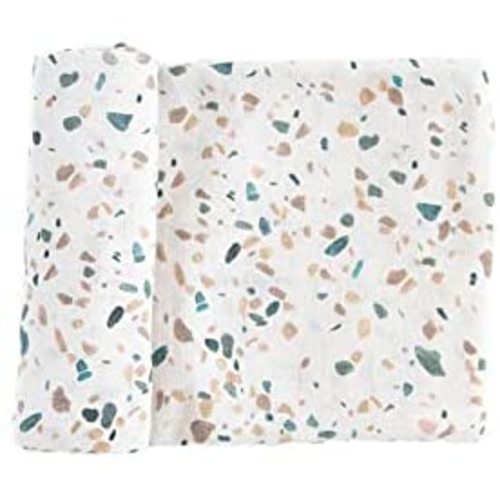 Red Rover Kids Cotton Muslin Swaddle - 47”x 47”- 100% Cotton – Machine Washable – Softer with Every Wash – Playful Designs -Soft, Breathable & Lightweight – Unisex (Pebbles)