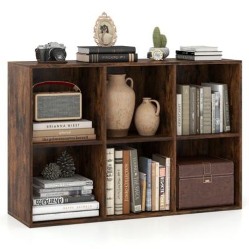 Costway 6-Cube Bookcase Modern 3-Tier Storage Organizer Horizontal Vertical Bookshelf Brown