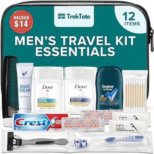 12-Piece Men’s Travel Toiletry Kit – Premium Brand-Name Travel Toiletries